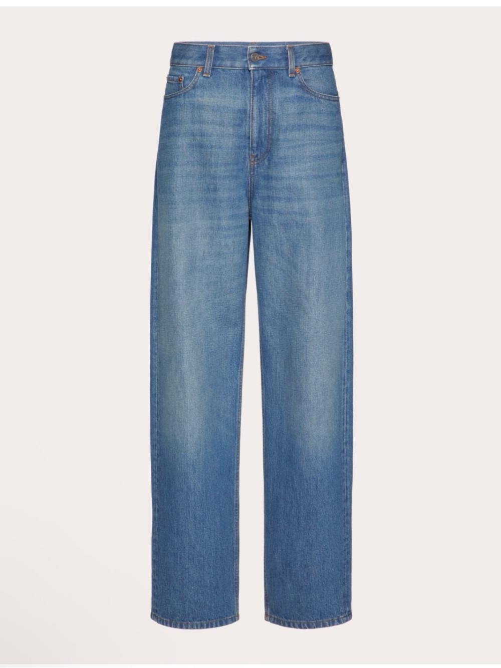 Valentino Relaxed Straight Medium Blue Denim Jeans